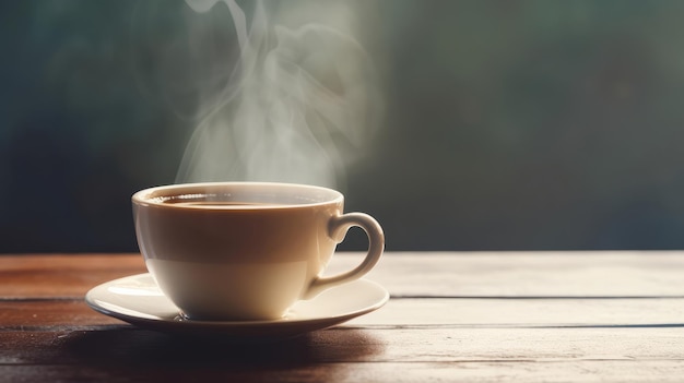 Parująca filiżanka kawy AI Generative