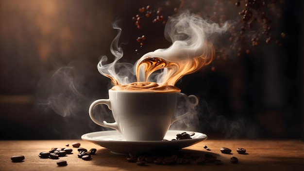 Parująca filiżanka kawy z okazji Międzynarodowego Dnia Kawy
