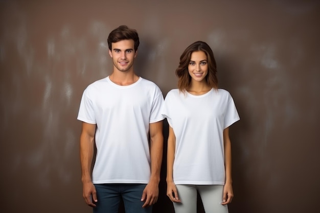 Pary z białą koszulką do makiety Generative AI