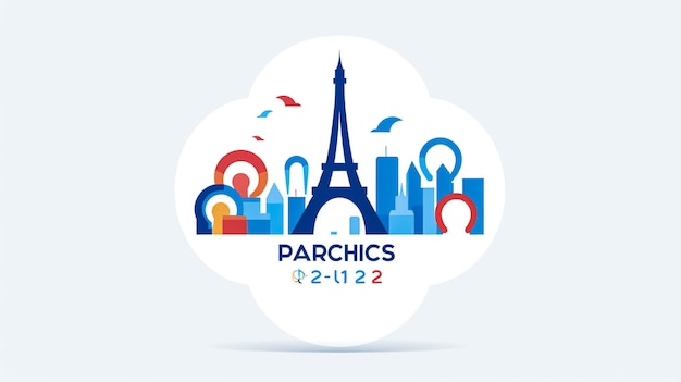 Paryż 7 lipca 2023 Ikonka letnich Igrzysk Olimpijskich Paryż 2024 Prowadzony przez sportowca Nowoczesne Igrzyska Olimpijskie