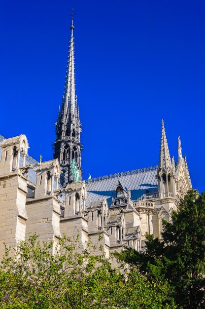 PARYŻ FRANCJA 15 KWIETNIA 2019 Katedra Notre Dame de Paris Francja Architektura gotycka