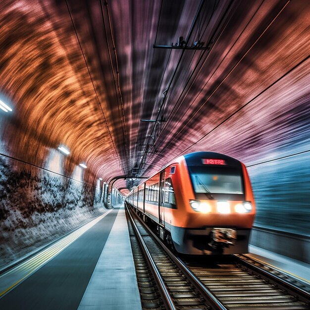 Zdjęcie pasażerowie biegną przez nowoczesną peronę stacji metra