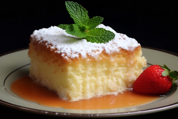 Pastel de Tres Leches Meksykański deser z trzema ciastami mlecznymi