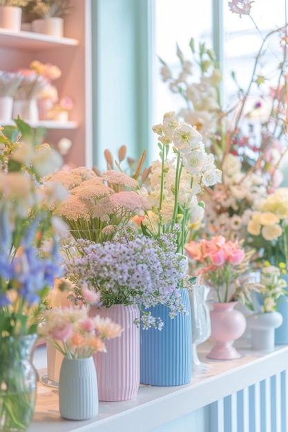 Pastelowe kompozycje kwiatowe w nowoczesnej kwiaciarni ShopxA