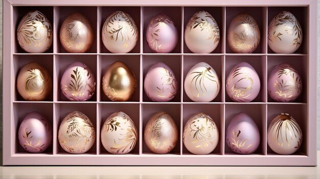 pastelowe różowe i złote jajka jajko wzór tła Klasyczny tradycyjny symbol świąt wielkanocnych