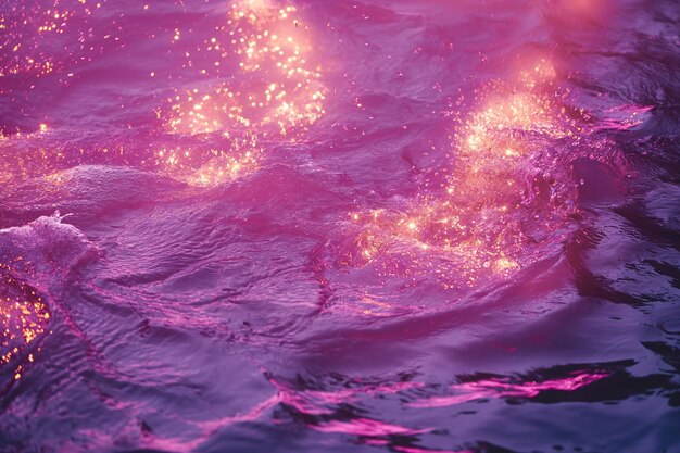 Pastelowo fioletowa woda z błyszczącym złotym światłem na tle