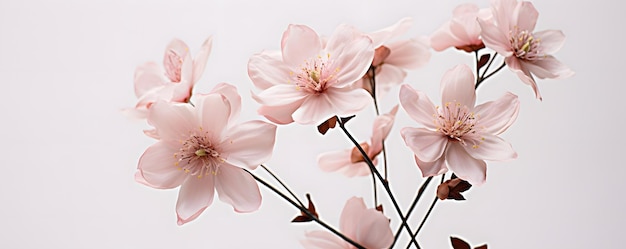 Pastelowo różowy kwiat na białym tle