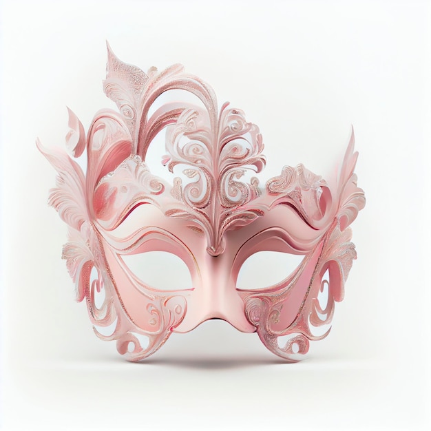Pastelowy kolor różowy weneckie maski karnawałowe na białym tle, białe tło
