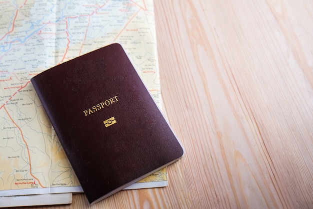 Paszport na mapie i skopiować miejsce na tekst
