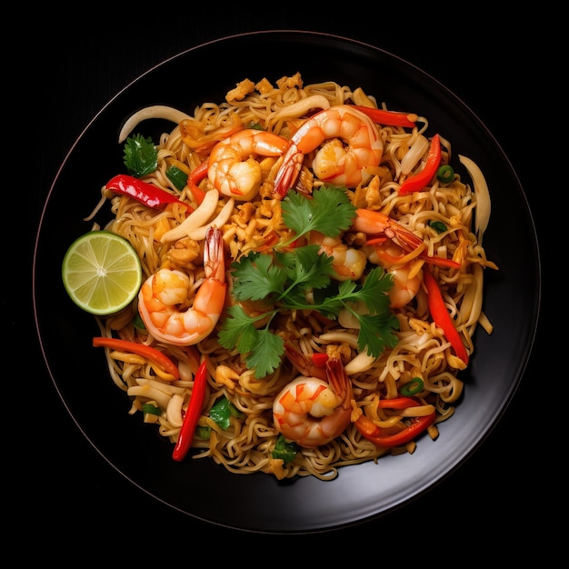 Pat Thai Street Food Popularne pikantne jedzenie w Tajlandii Generative AI