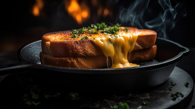 Patelnia z tostami z serem