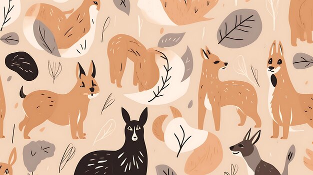 Zdjęcie pattern_of_plant_2d_flat_general_illustration_pattern_animal_brown_and_tan_ru_minimalist_decoration_