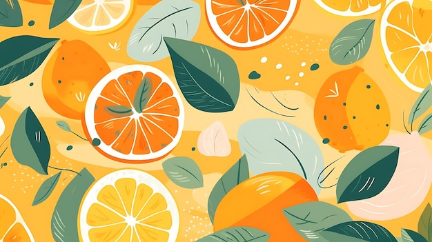 Pattern_of_Plant_2D_Flat_General_Illustration_Pattern_Fruit_Orange_and_Yellow_minimalist_decoration_