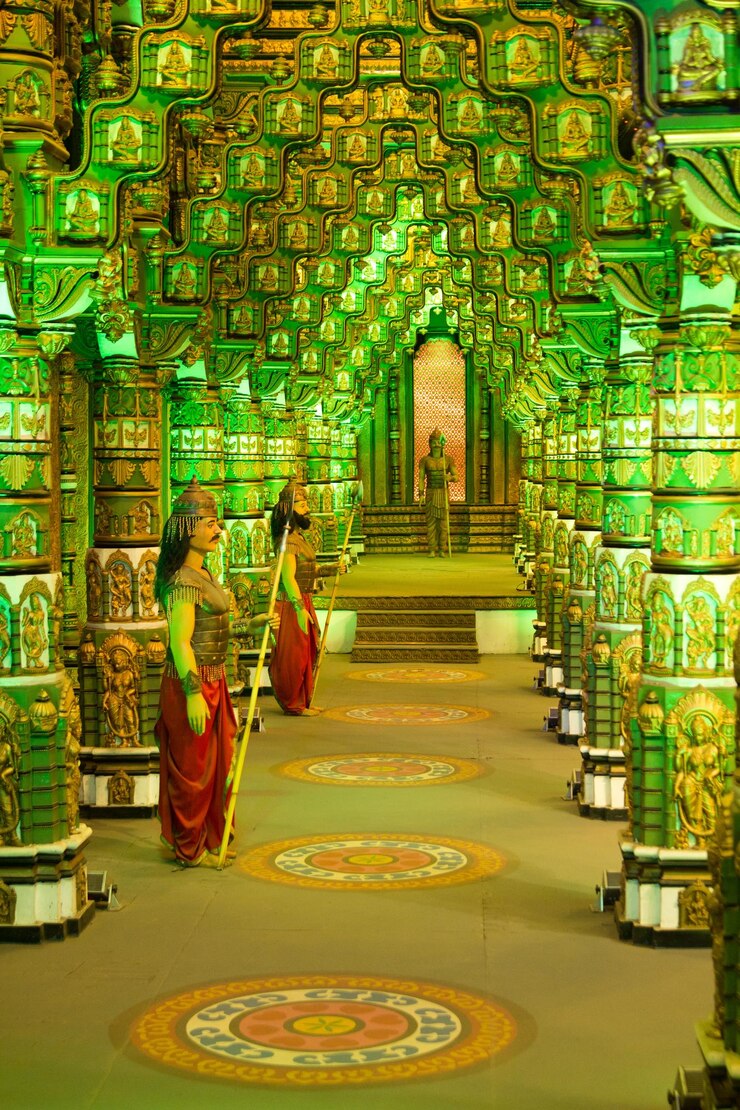 Zdjęcie pawilony strzelnicze w mieście ramoji film niedaleko hyderabad, telengana w indiach