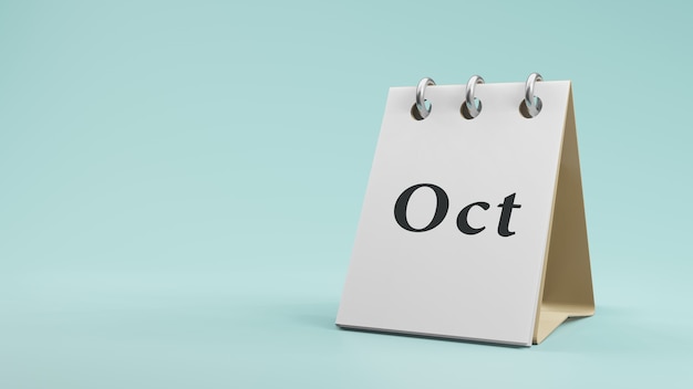 Październik na papierowym kalendarzu biurkowym renderowania 3d