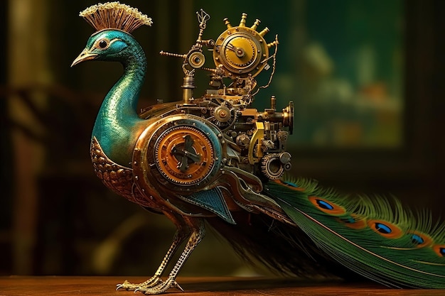 Peacock steampunk zwierzęcy ilustracyjny generatywny ai