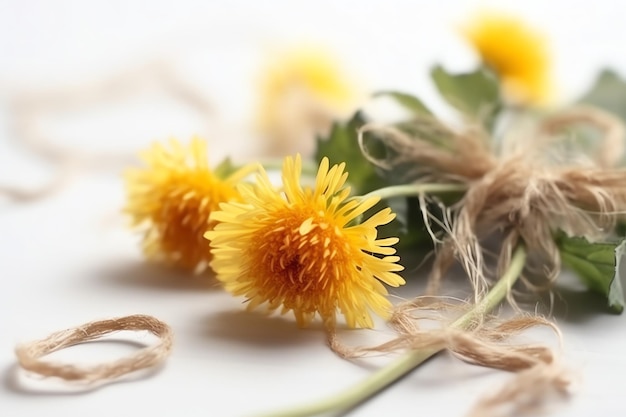 Pęczek dandelions z napisem dandelion na boku