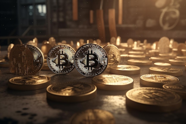 Pęczek monet ze słowem bitcoin