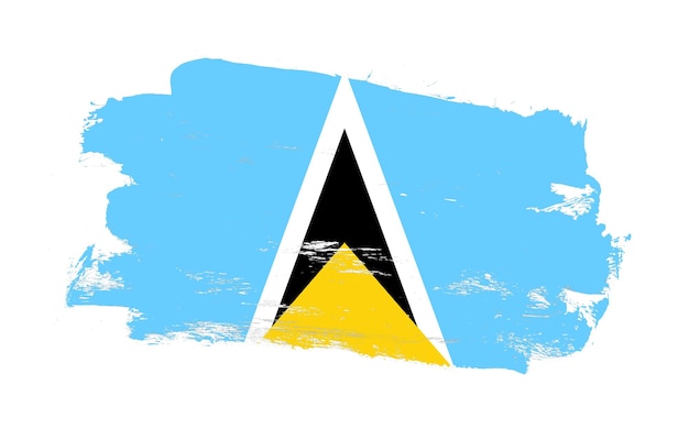 Pędzlem obrysu malowane awaryjną flagę Saint Lucia na białym tle