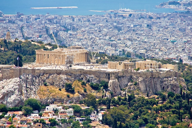 Pejzaż Aten i Akropol, widok ze wzgórza Lykabettus