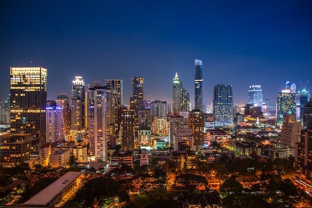 Pejzaż Miejski Bangkok Miasto Tajlandia, Bangkok Miasta środkowy Biznesowy śródmieście.