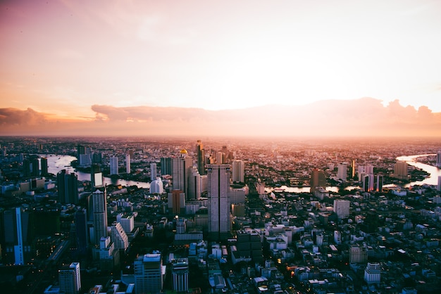 Pejzaż miejski Bangkok miasto Tajlandia, Bangkok miasta środkowy biznesowy śródmieście.