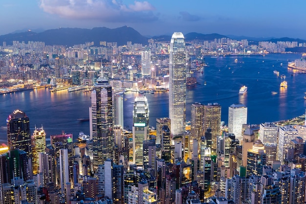Zdjęcie pejzaż miejski hongkongu