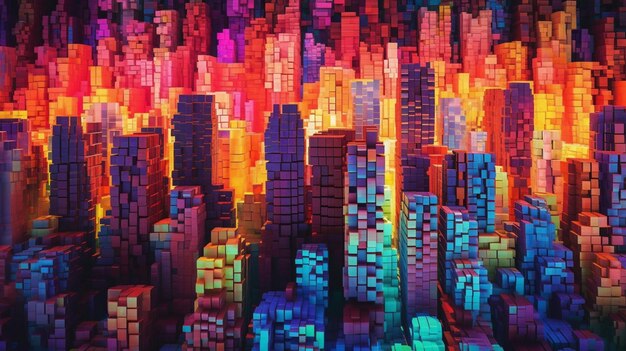 Zdjęcie pejzaż miejski pokryty dużymi kolorowymi