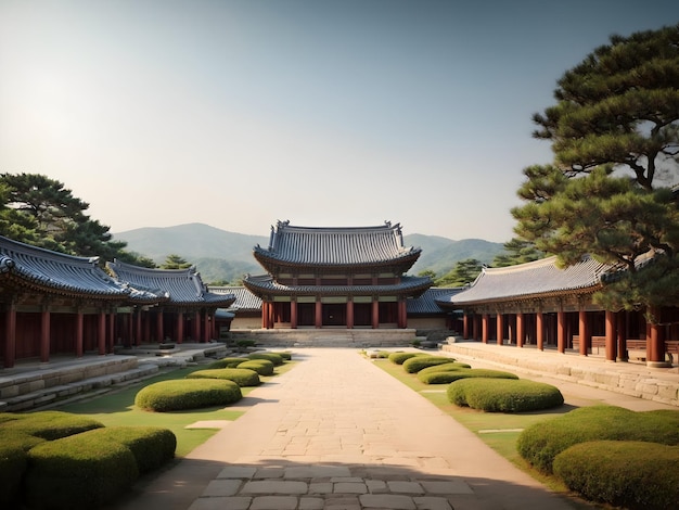 Pejzaż miejski Seulu Koreański projekt dziedzictwa Koreańska architektura Koreańska tradycja Korea Południowa scena