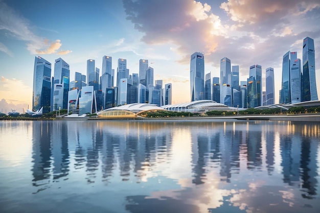 Pejzaż miejski Singapuru w zatoce Marina