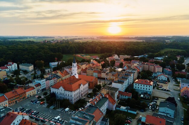 Pejzaż Z Lotu Ptaka Małego Europejskiego Miasta