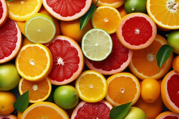 Pękająca barwami gama żywych owoców cytrusowych