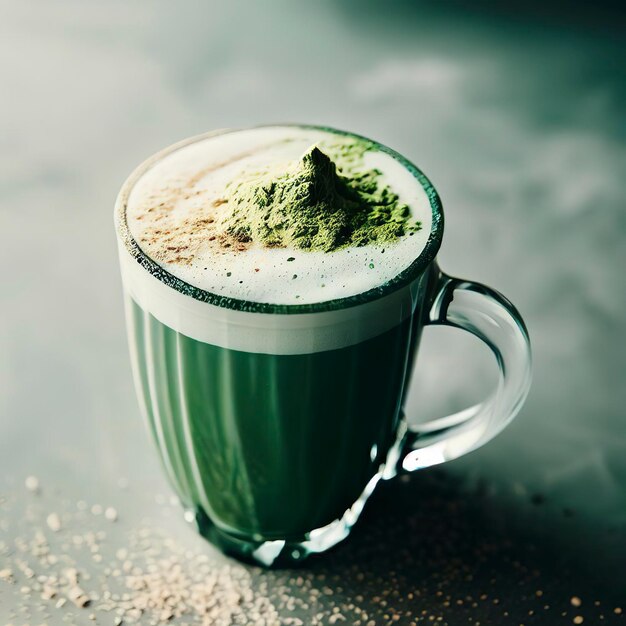 Pękający zielony eliksir szklanka Matcha Latte z proszkiem