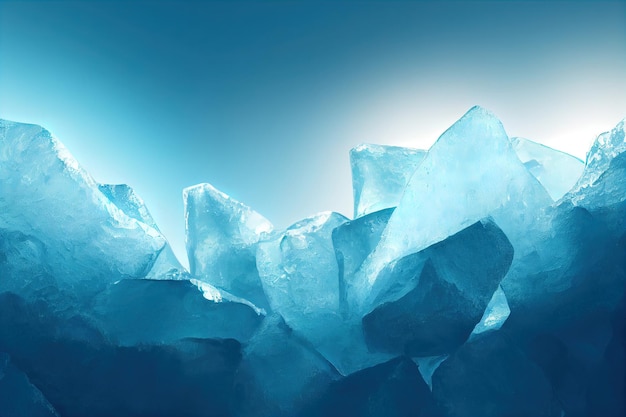 Pęknięty lód Niebieski Boże Narodzenie teksturowane tło Zimowa powierzchnia Ilustracja Art