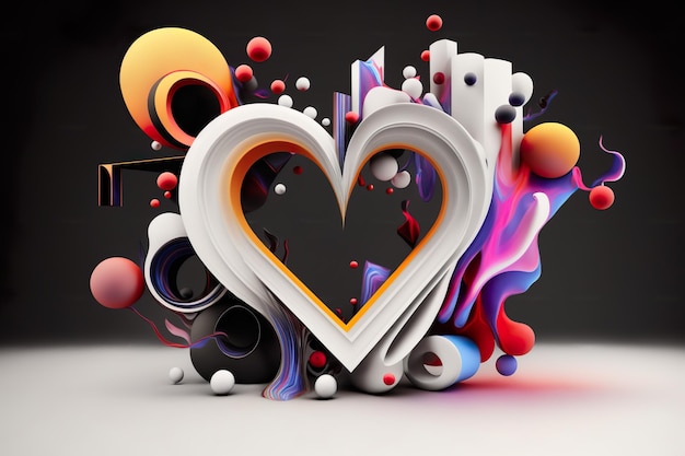 Pełen wdzięku niespodzianka prezent ramka w kształcie serca Walentynki Serce Piękne kolory AI Generated Illustration