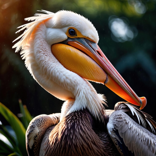 Zdjęcie pelikan, dzikie zwierzę żyjące w przyrodzie, część ekosystemu