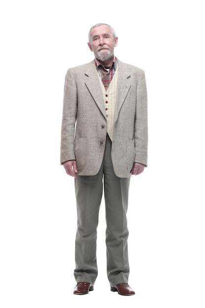 Pełna długość. przypadkowy starszy mężczyzna w ubraniach biznesowych.