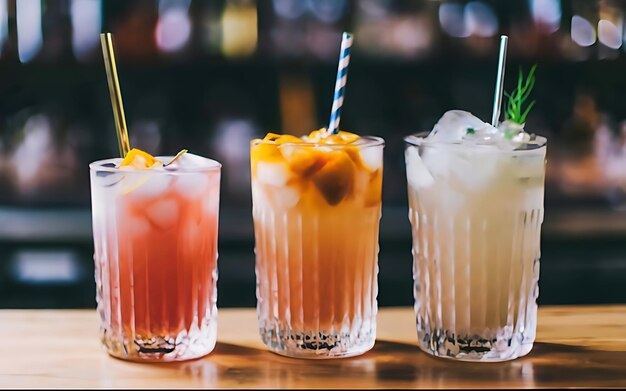 Pełna miara barów napoje koktajlowe podawane w kieliszkach z słomkami napoje lodowe w kieliszach koktajlowych napoje alkoholowe mieszane z lodem soczyste napoje z alkoholem na liczniku uzależnienie od alkoholu