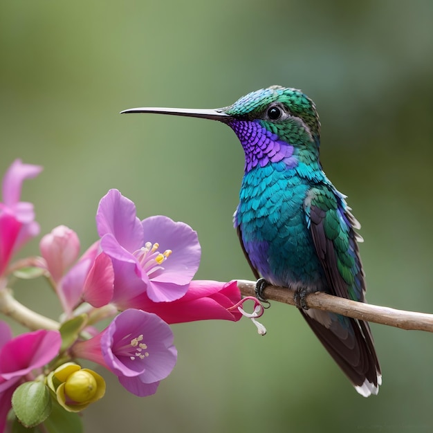 Zdjęcie pełna wdzięku elegancja meksykański koliber fiołkowy