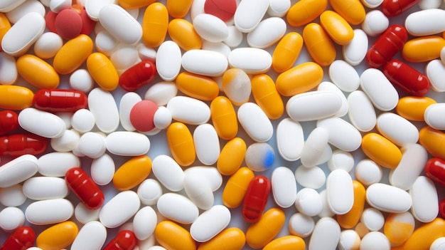 Pełne tabletek tło Eksploracja kolorowego świata leków AR 169