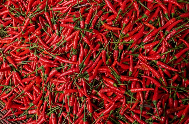 Pełne zdjęcie czerwonej papryki chili na targu na sprzedaż