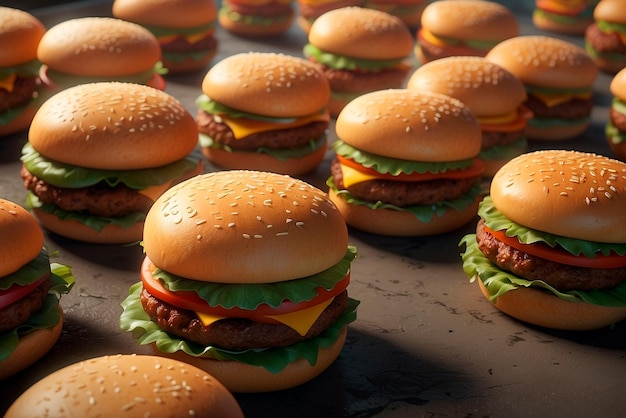 Pełny burger ultra realistyczny obraz AI