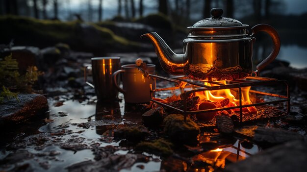 Zdjęcie perkolator do kawy pokryty emalią