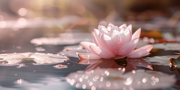 Perła i przezroczysty kryształ kwiat lotosu Spokojność pływająca w basenie wody