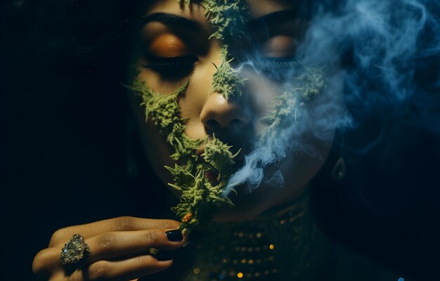 person_is_ smoking_a_cannabis_plant_with_one_hand