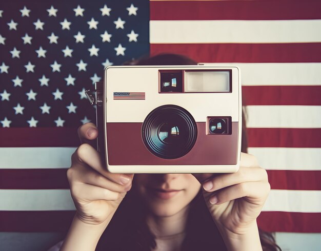 person_taking_pictures_of_an_american_flag