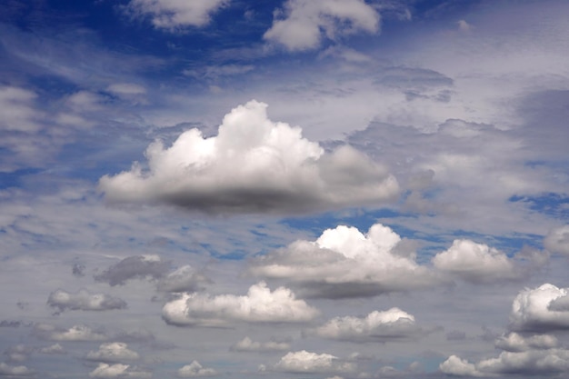 Perspektywa chmur nimbus na tle błękitnego nieba