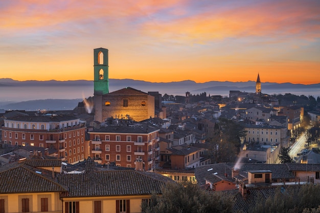 Perugia Włochy Skyline at Dawn