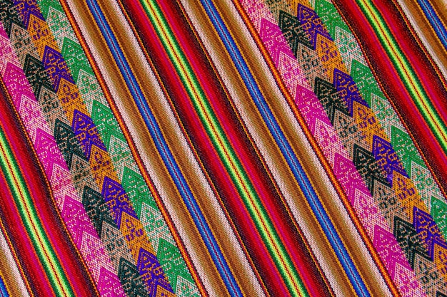 Peruwiańska tradycyjna tkanina wełniana tło Manta Lliclla