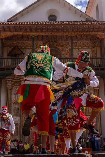 peruwiański kościół tańca ludowego san pedro apostoł andahuaylillas w pobliżu cusco peru